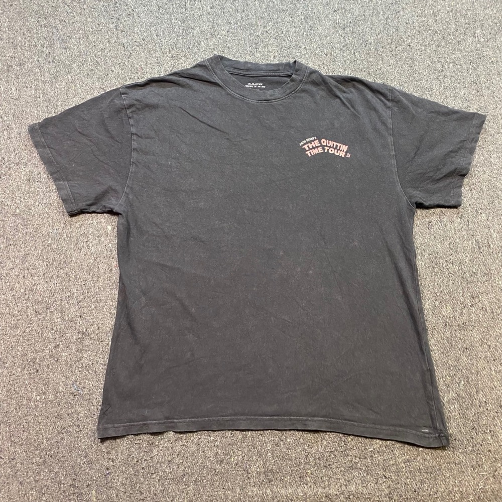 Zach Bryan Quittin Time Tour 24 TShirt Sz L Mens Black Country Music Concert Tee